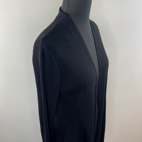 EILEEN FISHER Black Organic Linen Open-Front Cardigan Sweater Lightweight Knit S - Picture 4 of 8